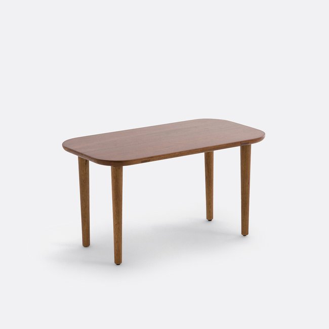 Mesa de centro retangular, em nogueira maciça, Marlo nogueira <span itemprop=
