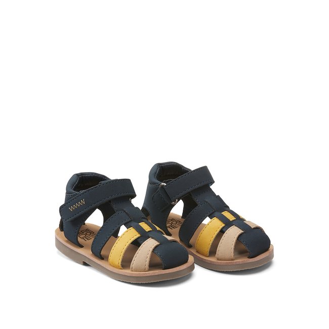 Sandales à scratch bleu marine <span itemprop=
