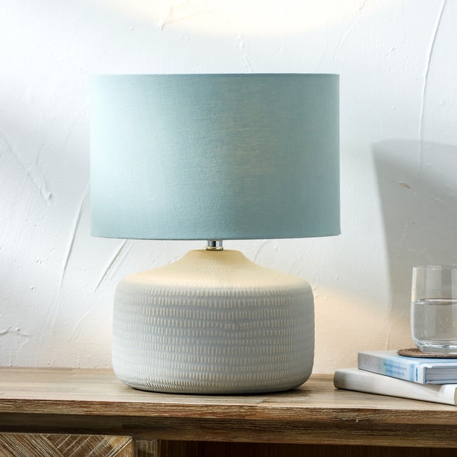 Kirby Textured Ceramic Table Lamp, green, SO'HOME