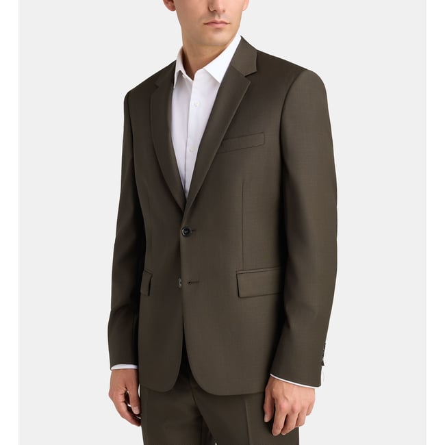 Veste de costume ajustée bruni micro points laine marron taupe <span itemprop=