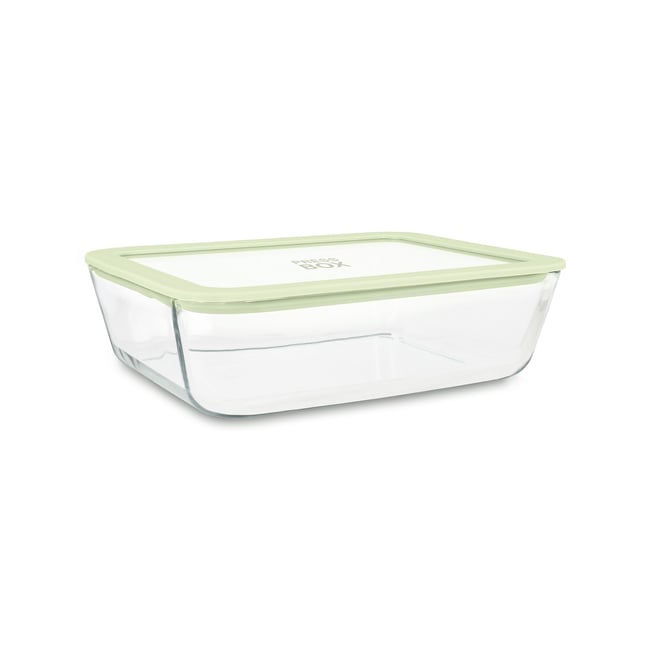 Boite hermétique rectangulaire en verre 1550ml, PRESSBOX céladon <span itemprop=