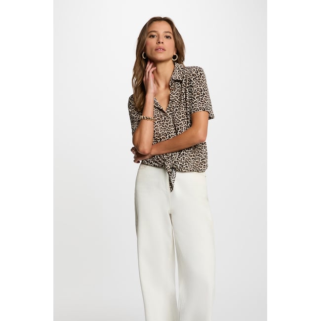 Chemise nouée col à revers multicolore <span itemprop=