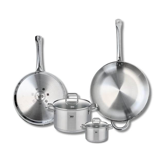 Batterie 2 poêles 28/32cm + 2 faitouts 12/20cm PROFI CITRIN inox <span itemprop=