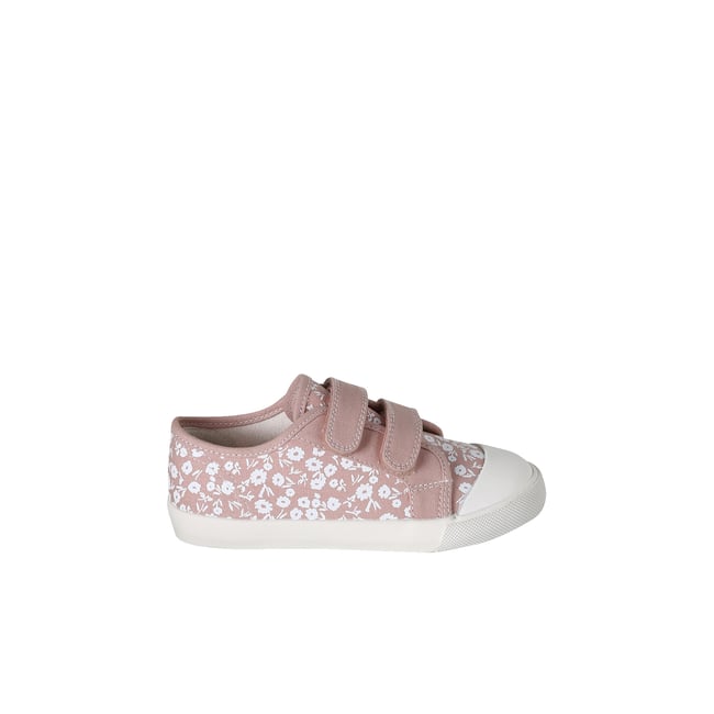 Baskets à scratchs rose imprimé <span itemprop=
