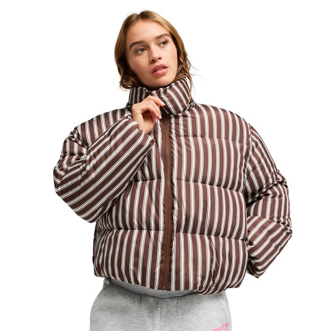 Doudoune à capuche DIAMOND FOREST. marron chestnut chocolate stripe <span itemprop=
