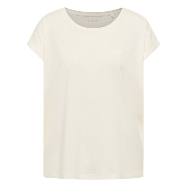 T-shirt écru uni avec une coupe large et des manches courtes beige <span itemprop=