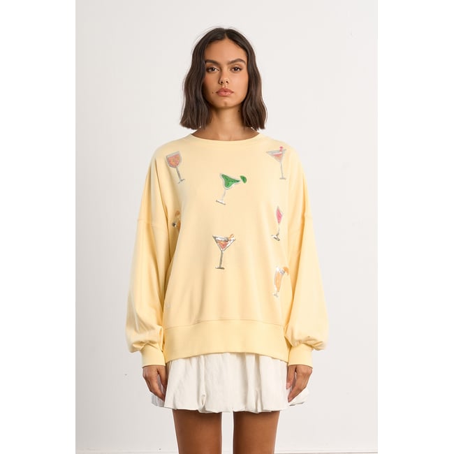 Sweat-shirt oversize en coton jaune v002238 <span itemprop=