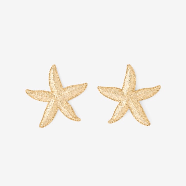 Grandes boucles d'oreilles étoile mer effet sablé doré <span itemprop=