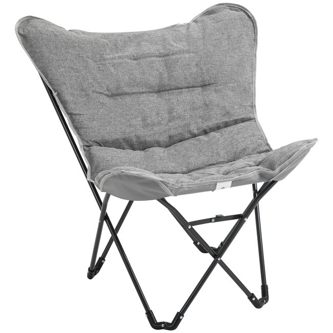 Fauteuil papillon - chaise de camping pliable - gris gris <span itemprop=
