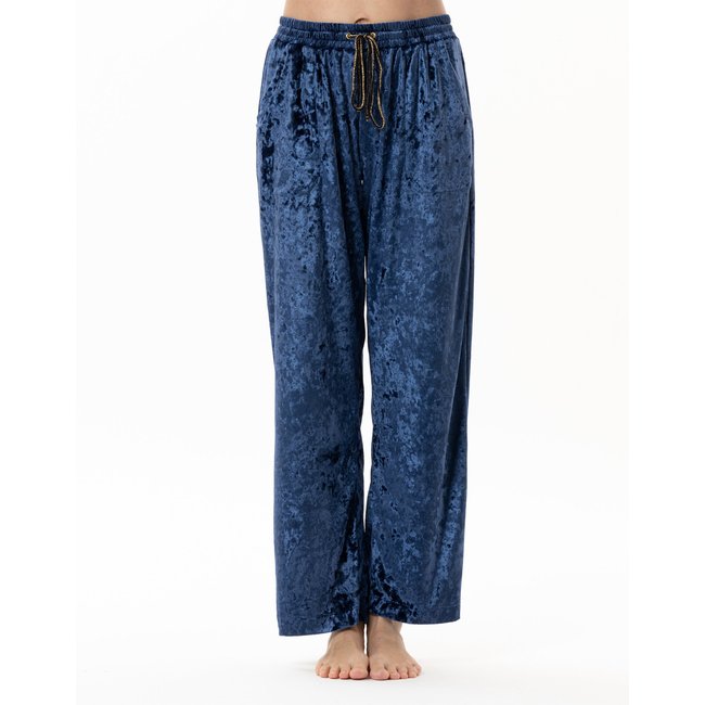 Pantalon en panne de velours PLATINE 880 bleu <span itemprop=