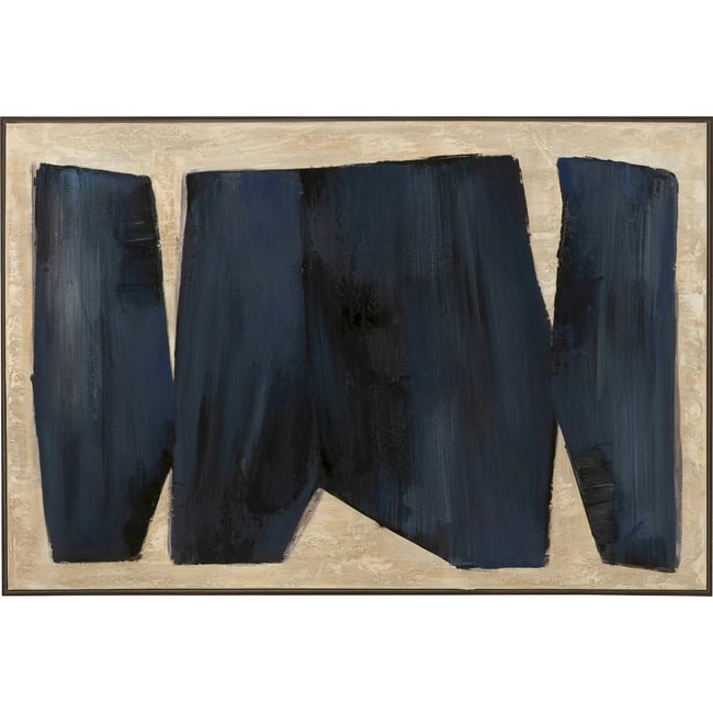Tableau abstrait rectangulaire sur toile Couleur noir brun effet texturé <span itemprop=