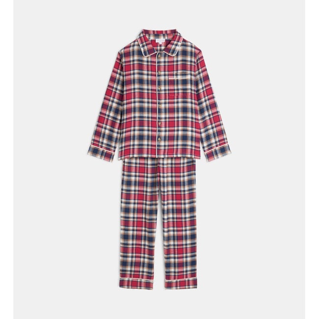 Pyjama long vapon en flanelle de coton bio multicolore <span itemprop=