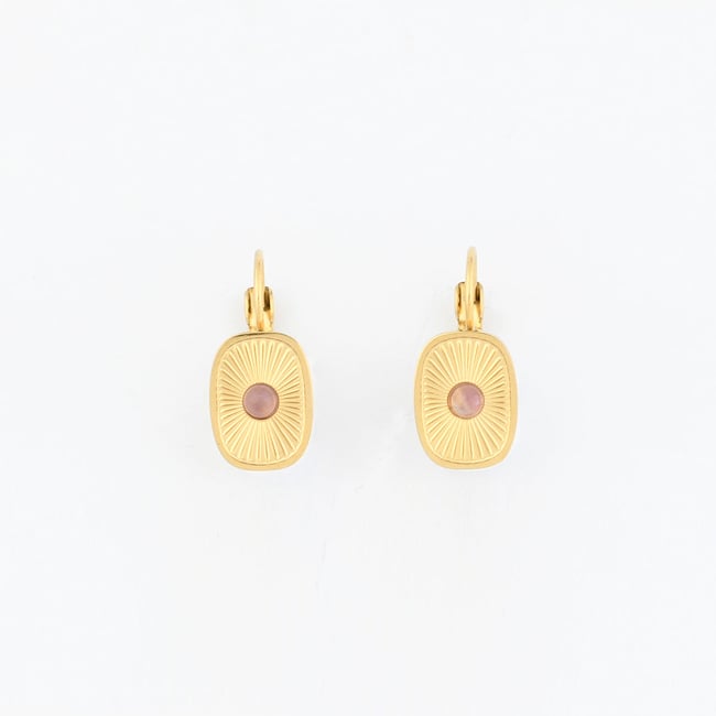 Boucles d'oreilles dormeuses en acier inoxydable avec pierre d'améthyste violet <span itemprop=