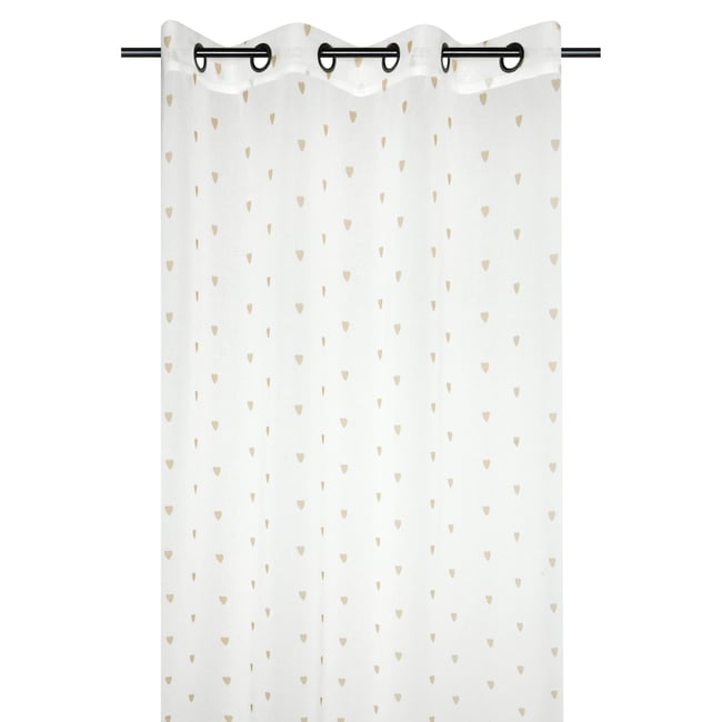Voilage tamisant à œillets et motif petits cœurs blanc <span itemprop=