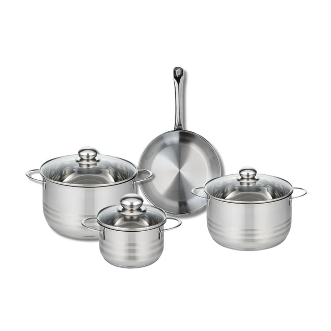 Batterie 1 poêle 24cm + 3 faitouts 16/20/24cm PROFI BRILLANT gris <span itemprop=