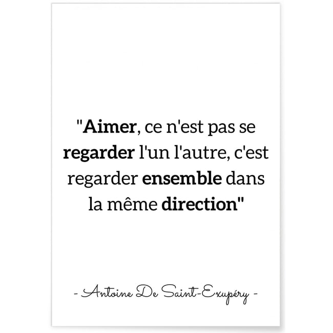 Affiche Antoine Saint-Exupéry : 'Aimer...' Couleur blanc <span itemprop=