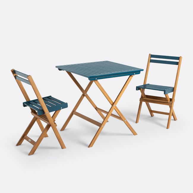 Set de jardin pliable, en acacia, 2 places, table carrée et 2 chaises, DUDENA - LA REDOUTE INTERIEURS