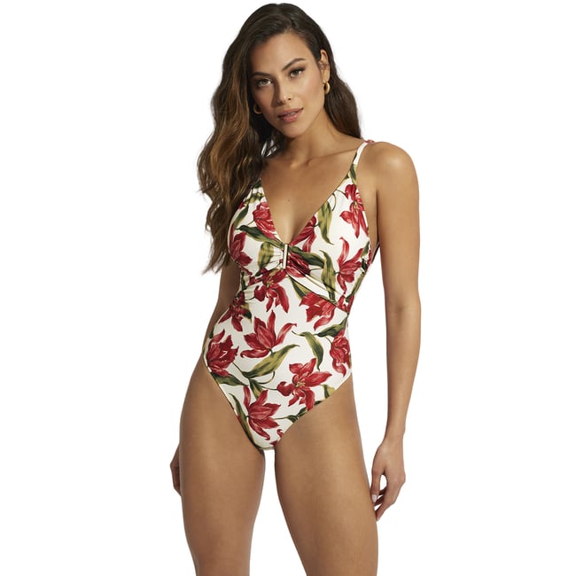 Maillot de bain une pièce triangle préformé Bahamas ivoire <span itemprop=