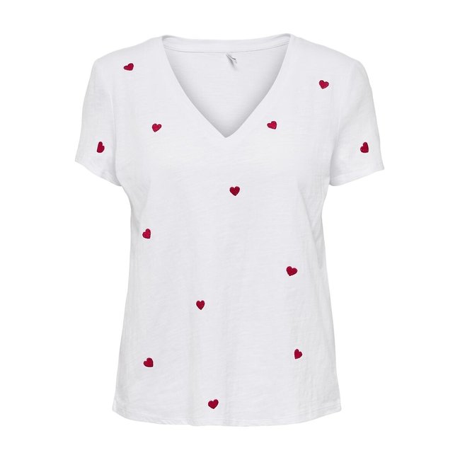 Camiseta bordada con cuello de pico - ONLY