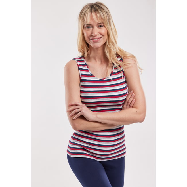 Débardeur rayé homewear en coton midnight blu/barberry/ nim <span itemprop=