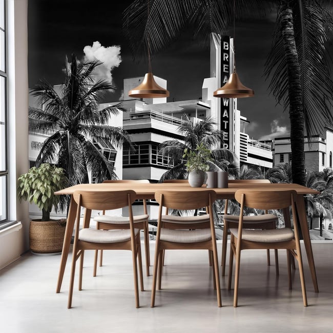 Papier peint Miami art déco Couleur intissé <span itemprop=