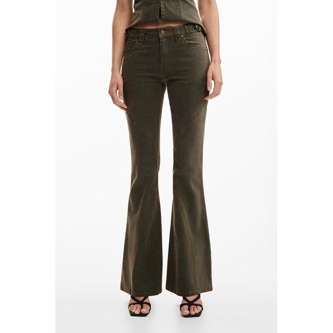 Pantalon flair marron <span itemprop=