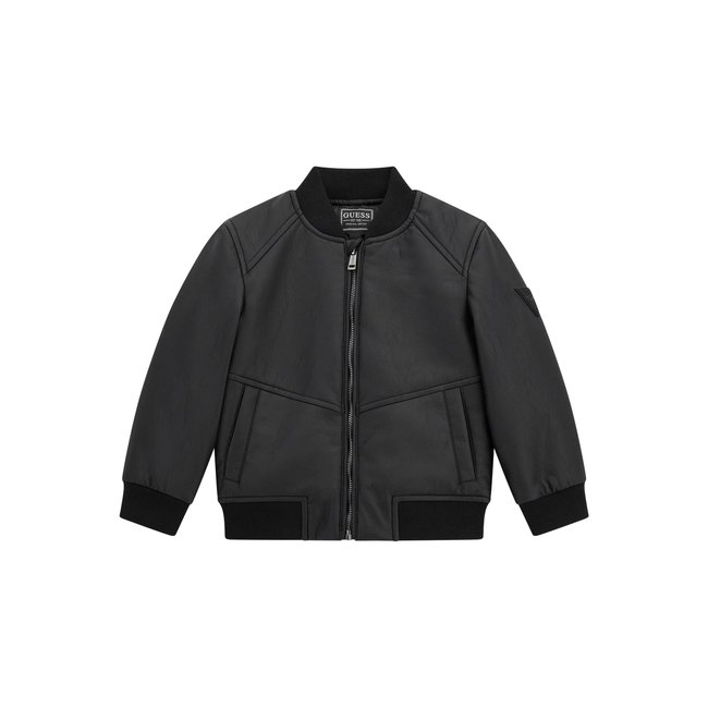 Blouson Bomber En Similicuir noir <span itemprop=