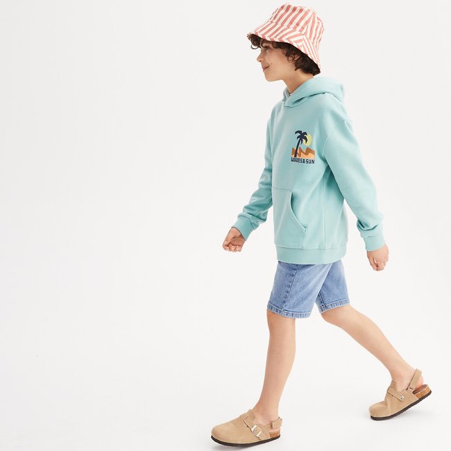 Sweat à capuche en molleton, motif palmier bleu <span itemprop=