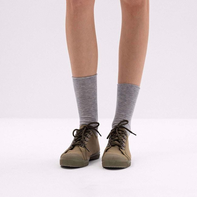 Tennis à lacets en coton recyclé COLORSOLE kaki <span itemprop=