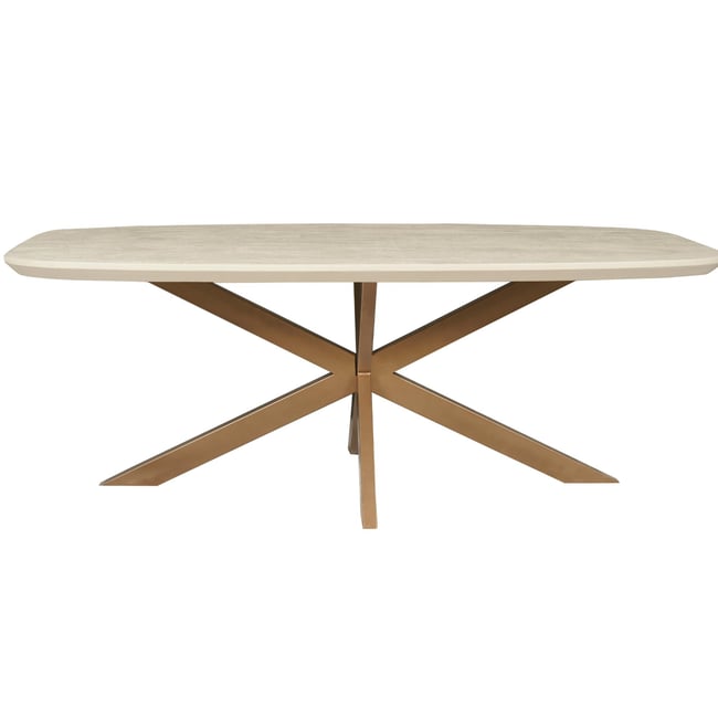 Table à manger 10 places bois/métal CORTINA Couleur beige / bronze <span itemprop=