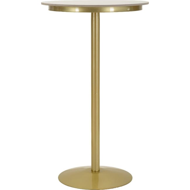 Table de bar ronde effet marbre GLAM Couleur or et blanc <span itemprop=