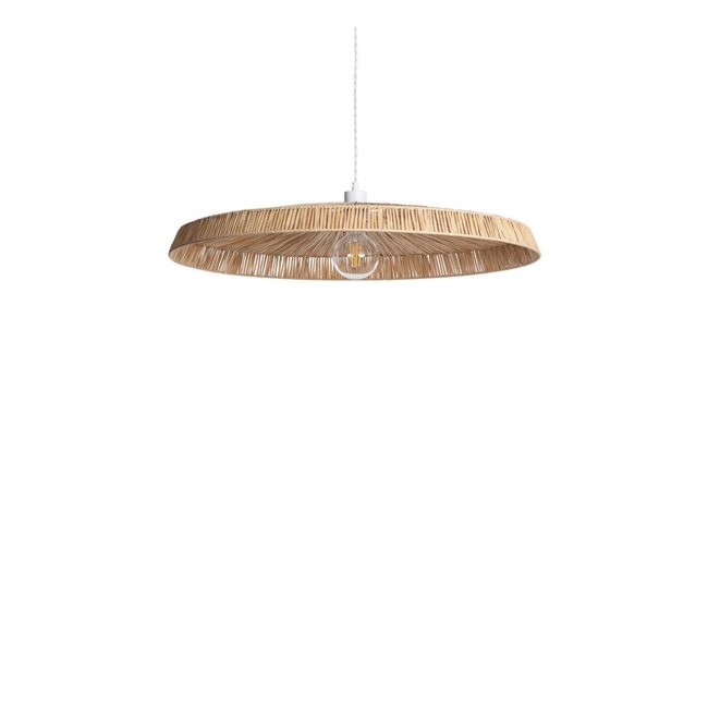 Suspension ronde en raphia  75cm- ORBE Couleur bois clair <span itemprop=