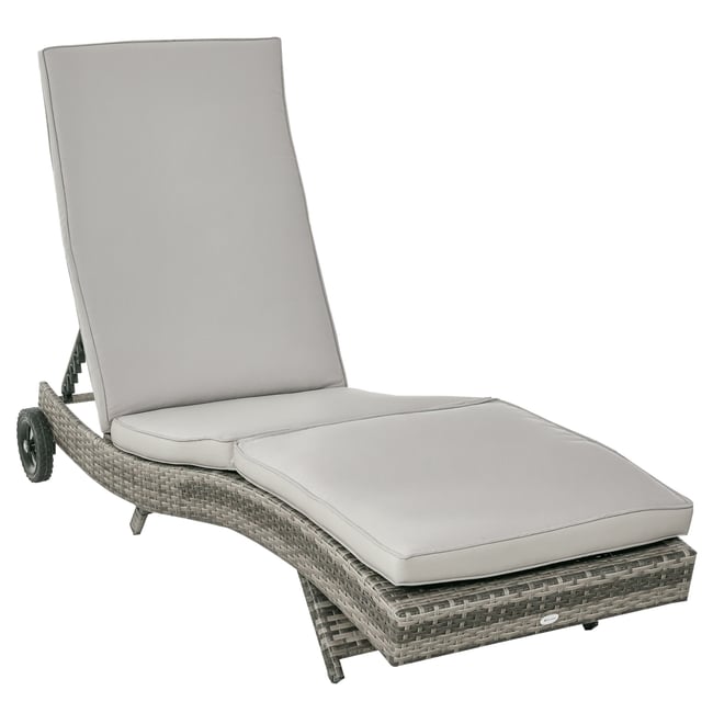 Chaise longue simple en rotin (modèle simple) gris <span itemprop=