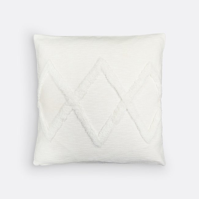 Housse de coussin en coton tufté 65x65cm, Assa blanc <span itemprop=