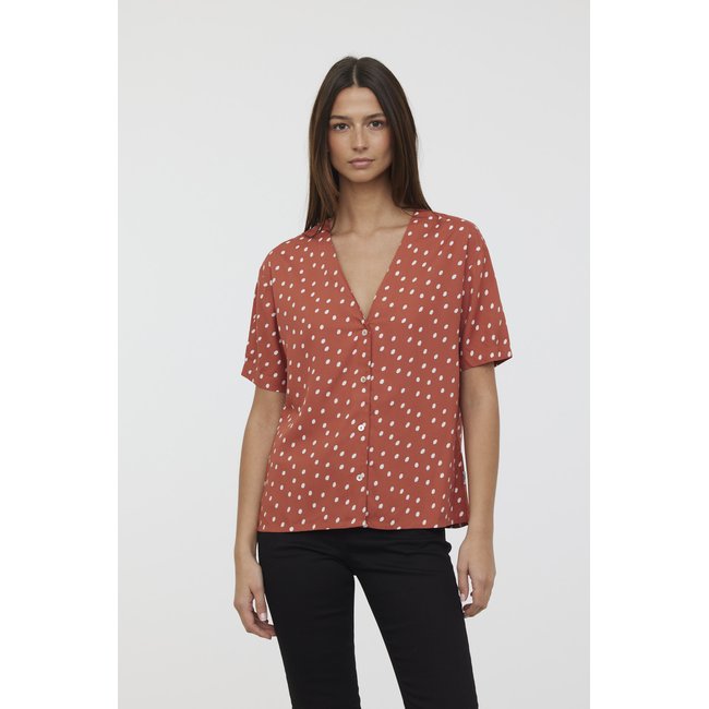 Chemise manches courtes regular DIREILLE terracota <span itemprop=