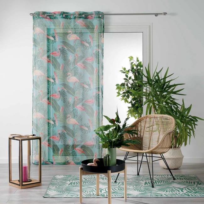 Panneau a oeillets rideau Voile Zootica turquoise bleu <span itemprop=