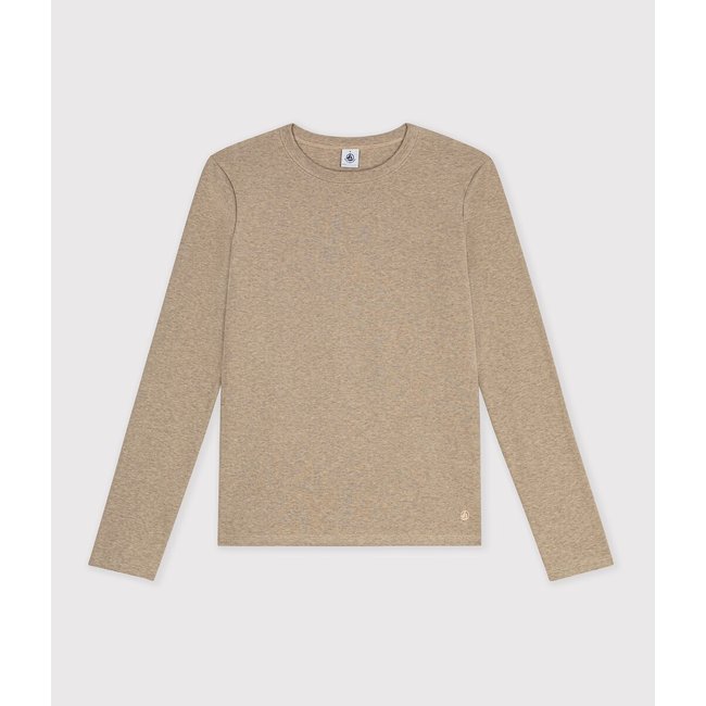 T-shirt girocollo, maniche lunghe beige PETIT BATEAU