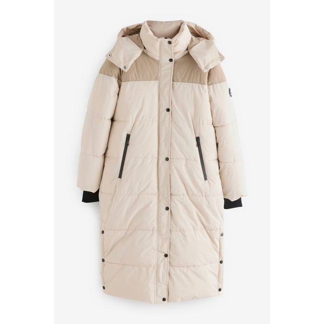 Manteau matelassé déperlant bloc de couleur neutre <span itemprop=
