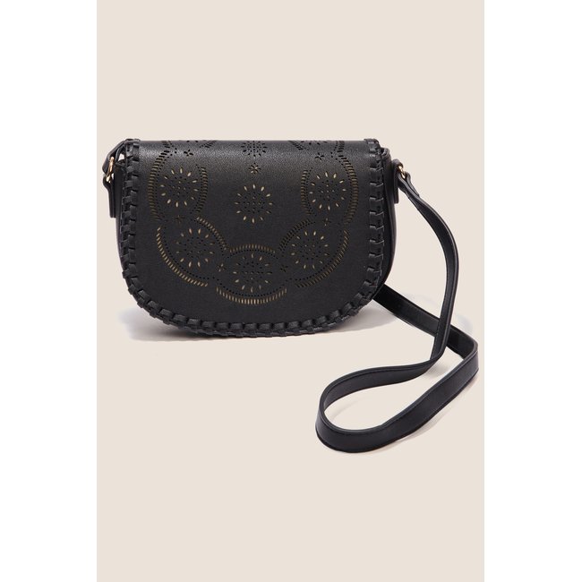 Sac besace perforé noir <span itemprop=