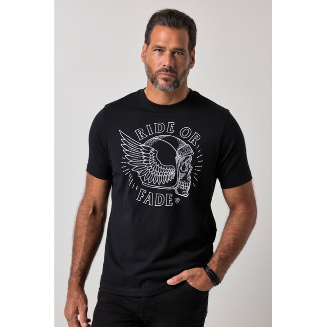 T-shirt à manches courtes et imprimé noir <span itemprop=