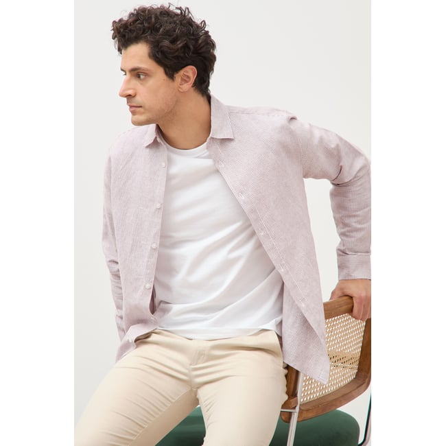 Chemise manches longues vieux rose <span itemprop=