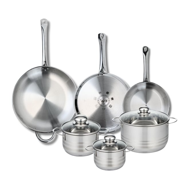 3 poêles 24/28/32cm + 3 faitouts 14/16/20cm PROFI BRILLANT gris <span itemprop=