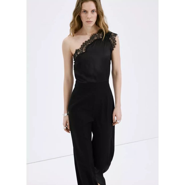 Combinaison en dentelle à tissu mixte noir <span itemprop=