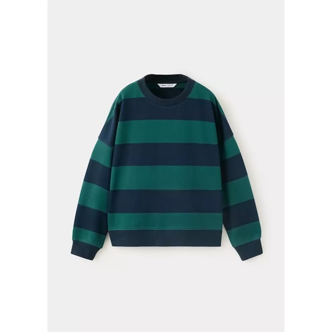 Sweat rayé boxy fit Couleur vert <span itemprop=