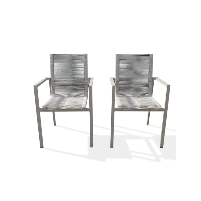 Lot de 2 fauteuils de jardin en aluminium et corde tissée MEXICO grège <span itemprop=
