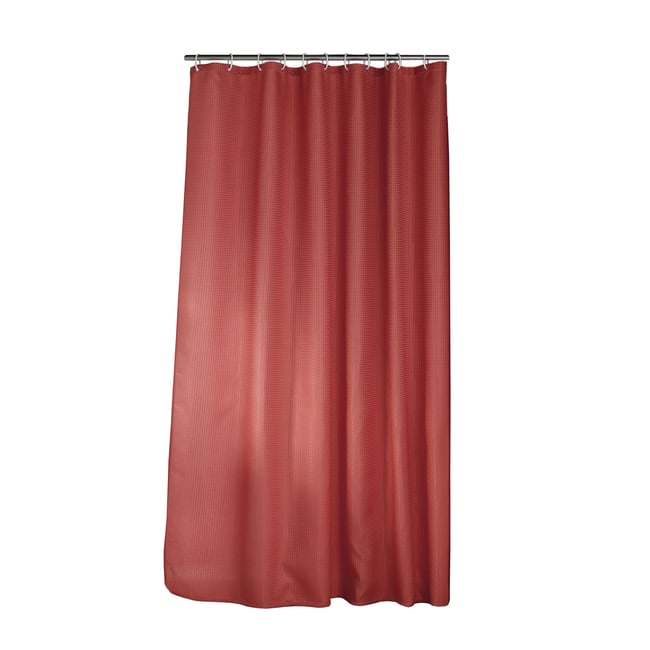 Rideau de douche jacquard uni quartz avec crochets terracotta <span itemprop=