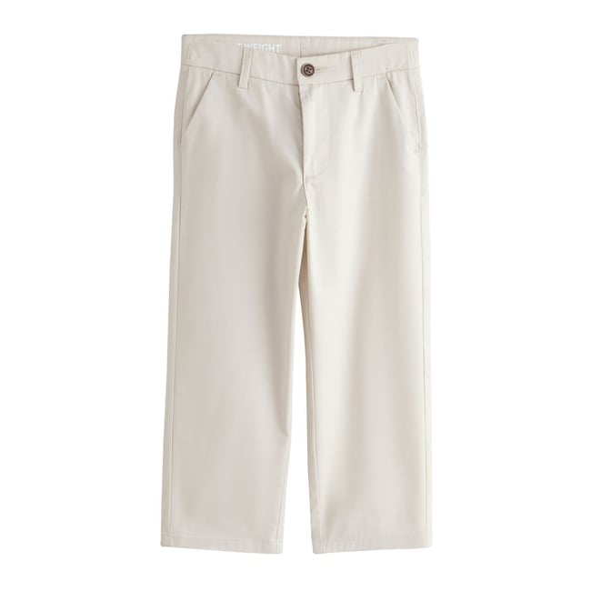 Pantalon chino stretch standard écru <span itemprop=