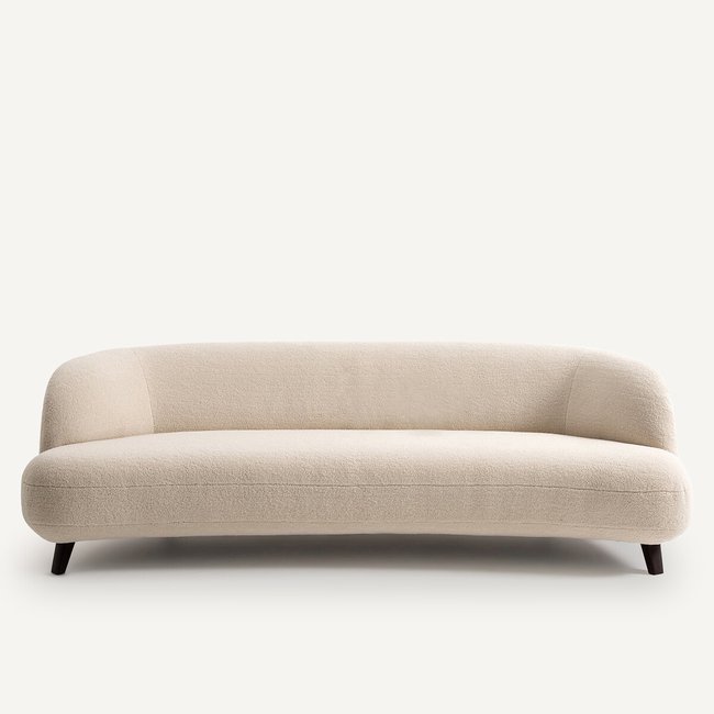 Canapé 5P polyester bouclette, Rosebury, design E. Couleur craie <span itemprop=