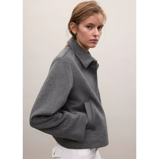Veste déstructurée en laine gris chiné moyen <span itemprop=