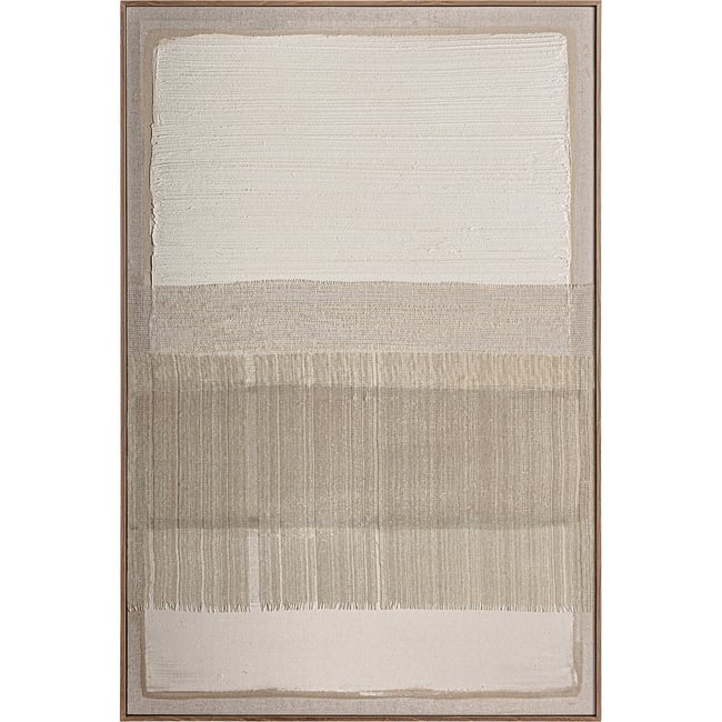 Tableau abstrait contemporain sur toile Couleur beige clair naturel et blanc cassé <span itemprop=